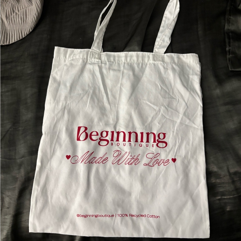 Beginning Boutique White Canvas Tote Minimalist Design